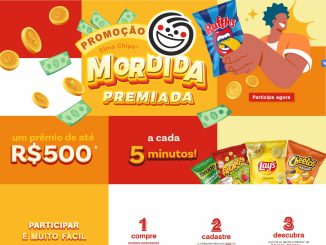 Página de promoção com logo da Elma Chips e Ruffles, destacando prêmios de até R$500 a cada 5 minutos e os passos para participação.