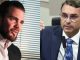 Montagem fotográfica mostrando o senador Flávio Bolsonaro e o banqueiro Daniel Vorcaro.